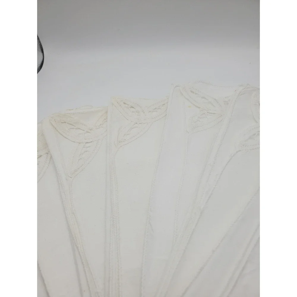 Vintage Mid-Century White Linen Cutwork Napkins - Set of 8